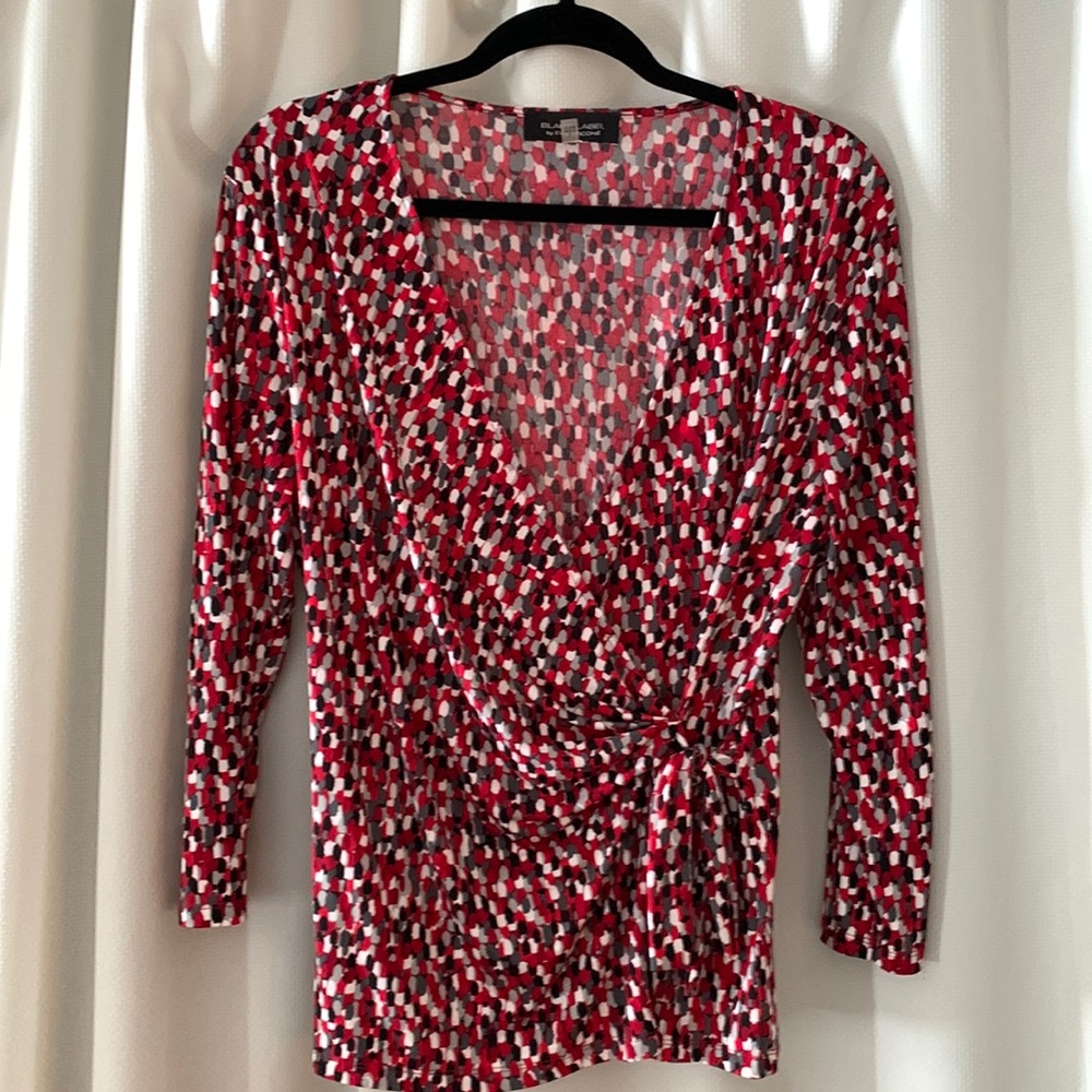 Black Label Evan Picone faux wrap blouse